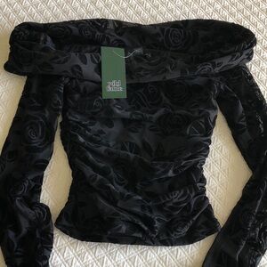 Wild Fable Black Velvet Rose Blouse